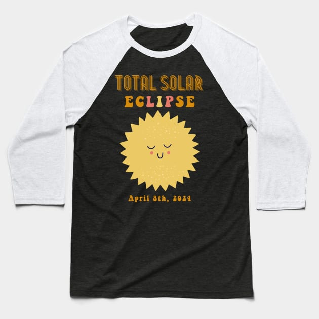 TOTAL Solar ECLIPSE April 8, 2024 Cute Solar Baseball T-Shirt by Chahrazad's Treasures